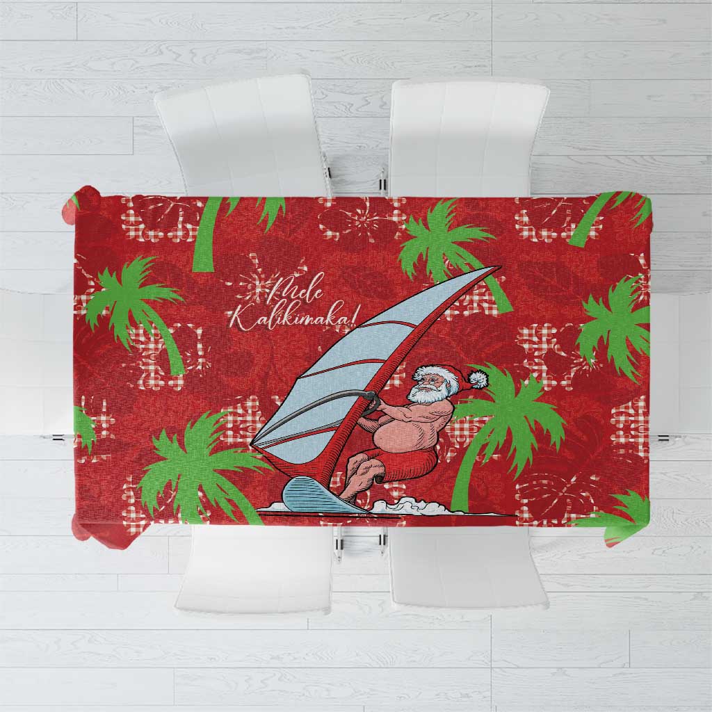 Aloha Hawaii Christmas Tablecloth Mele Kalikimaka Windsurfing Santa Palaka Quilt Motifs LT14 Red - Polynesian Pride