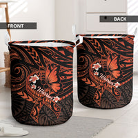 Polynesia Leukemia Awareness Month Laundry Basket Warrior Butterfly Polynesian Orange Ribbon LT14 - Polynesian Pride