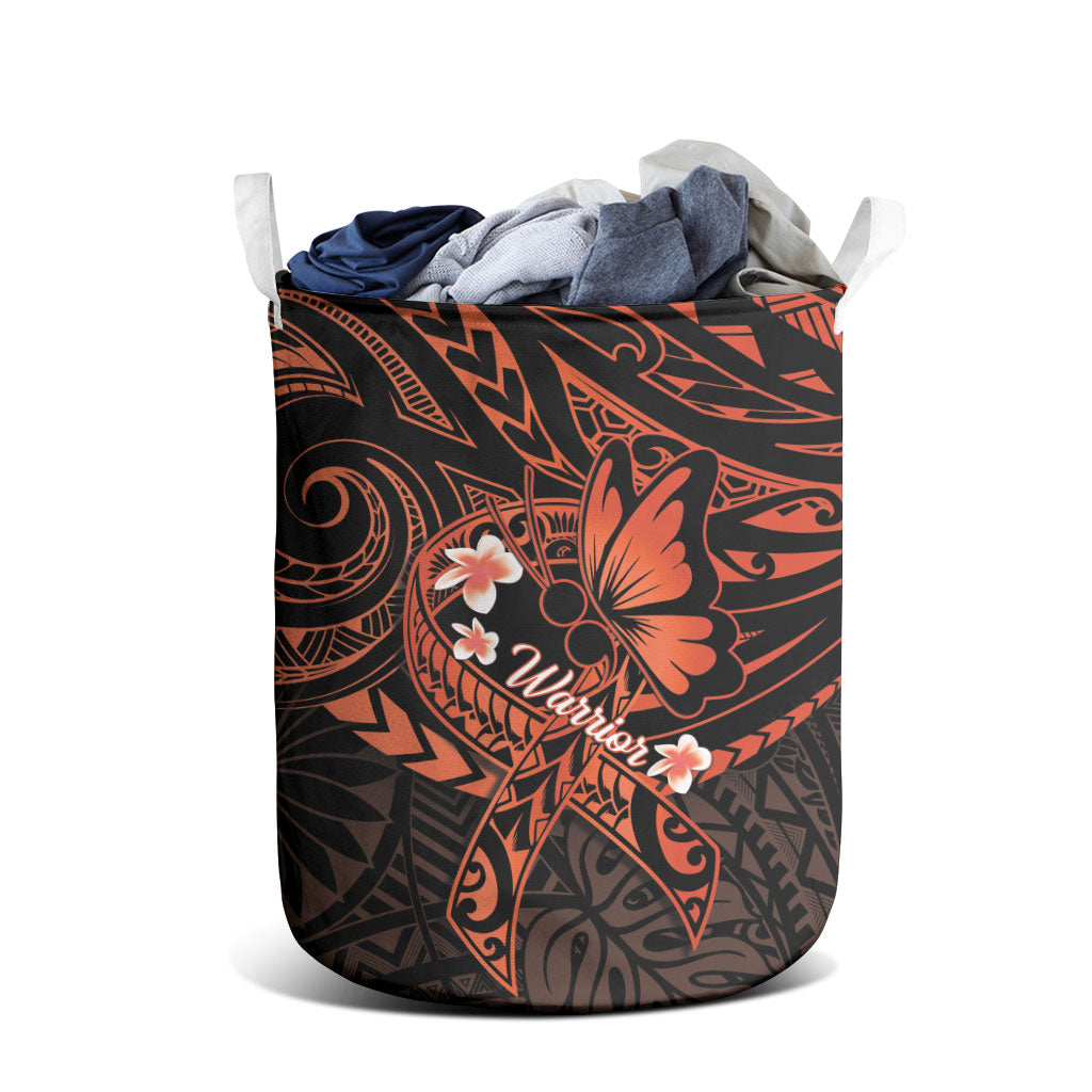 Polynesia Leukemia Awareness Month Laundry Basket Warrior Butterfly Polynesian Orange Ribbon LT14 - Polynesian Pride