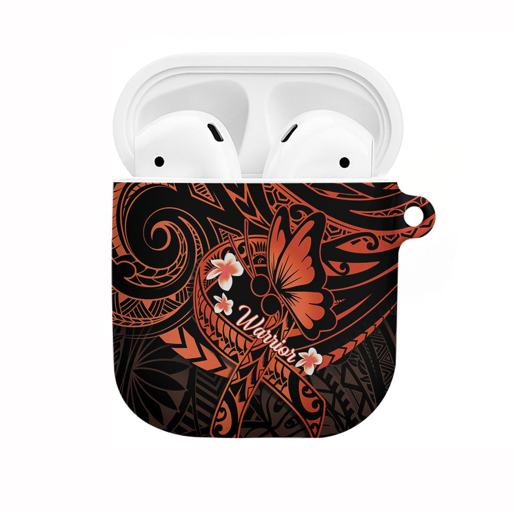 Polynesia Leukemia Awareness Month AirPods Case Warrior Butterfly Polynesian Orange Ribbon LT14 Orange - Polynesian Pride