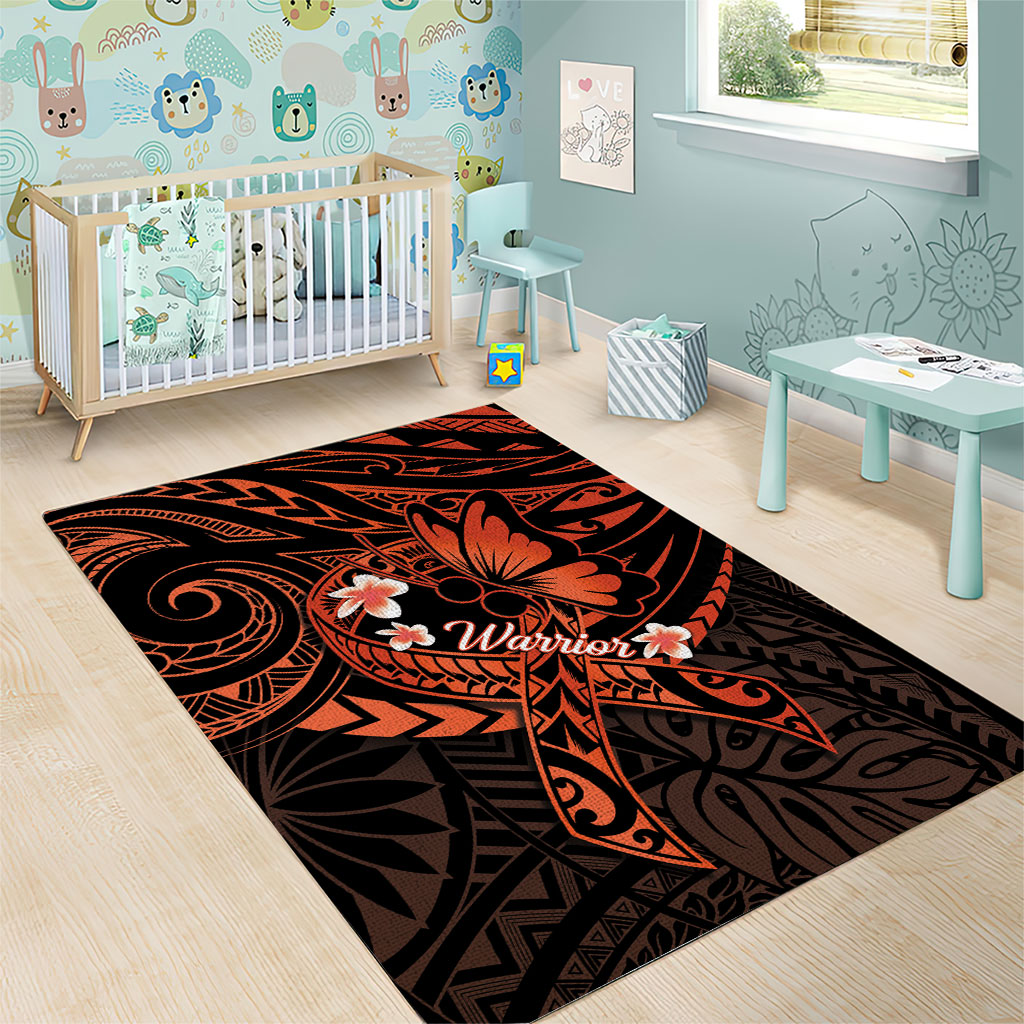 Polynesia Leukemia Awareness Month Area Rug Warrior Butterfly Polynesian Orange Ribbon LT14 - Polynesian Pride