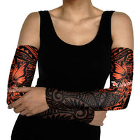 Polynesia Leukemia Awareness Month Arm Sleeves Warrior Butterfly Polynesian Orange Ribbon LT14 - Polynesian Pride