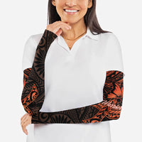 Polynesia Leukemia Awareness Month Arm Sleeves Warrior Butterfly Polynesian Orange Ribbon LT14 - Polynesian Pride