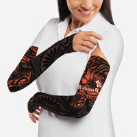 Polynesia Leukemia Awareness Month Arm Sleeves Warrior Butterfly Polynesian Orange Ribbon LT14 - Polynesian Pride