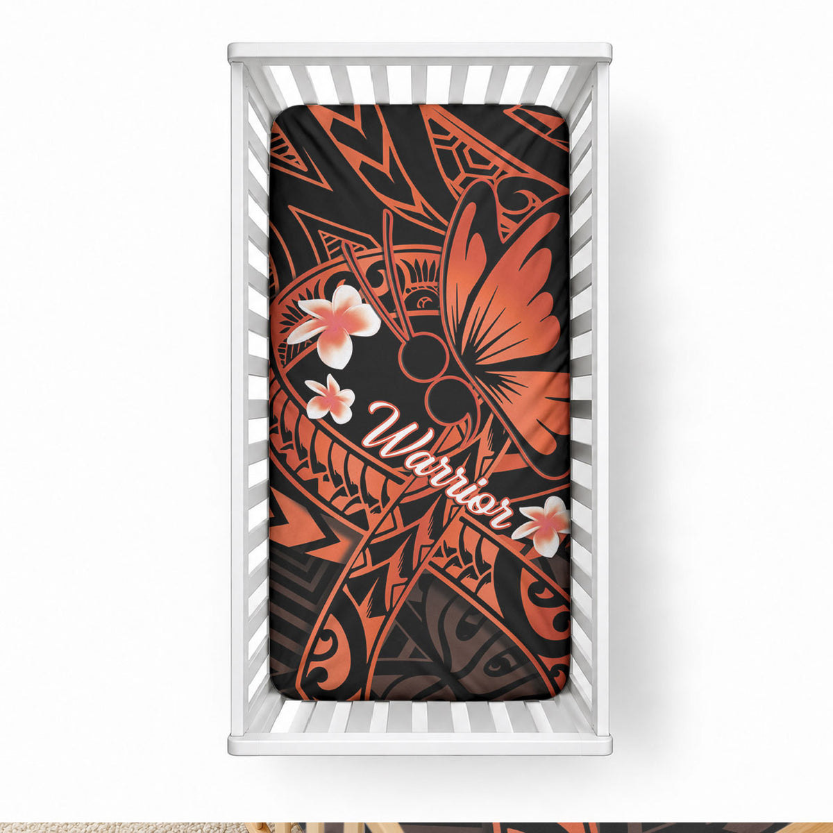 Polynesia Leukemia Awareness Month Baby Bed Cover Warrior Butterfly Polynesian Orange Ribbon LT14 28 × 52 in Orange - Polynesian Pride