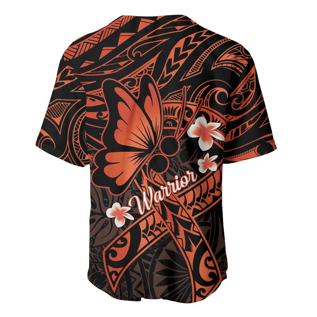 Polynesia Leukemia Awareness Month Baseball Jersey Warrior Butterfly Polynesian Orange Ribbon LT14 - Polynesian Pride
