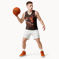 Polynesia Leukemia Awareness Month Basketball Jersey Warrior Butterfly Polynesian Orange Ribbon LT14 - Polynesian Pride