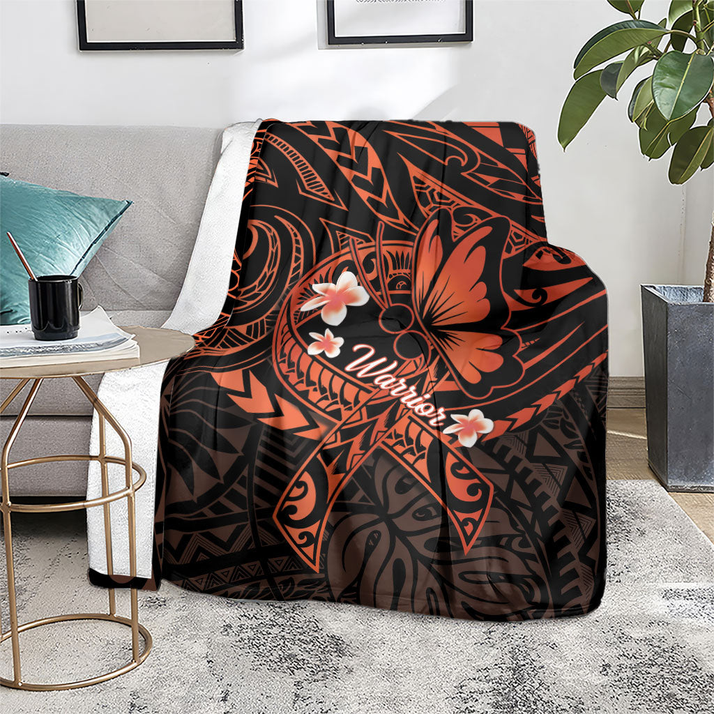Polynesia Leukemia Awareness Month Blanket Warrior Butterfly Polynesian Orange Ribbon LT14 - Polynesian Pride