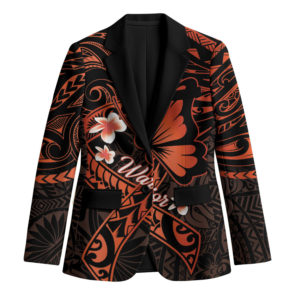 Polynesia Leukemia Awareness Month Blazer Warrior Butterfly Polynesian Orange Ribbon LT14 Unisex Orange - Polynesian Pride
