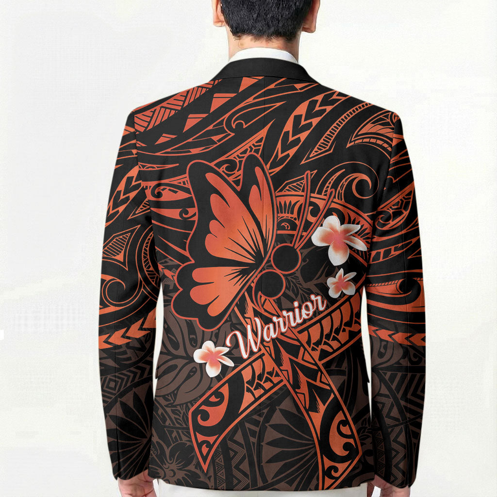 Polynesia Leukemia Awareness Month Blazer Warrior Butterfly Polynesian Orange Ribbon LT14 - Polynesian Pride