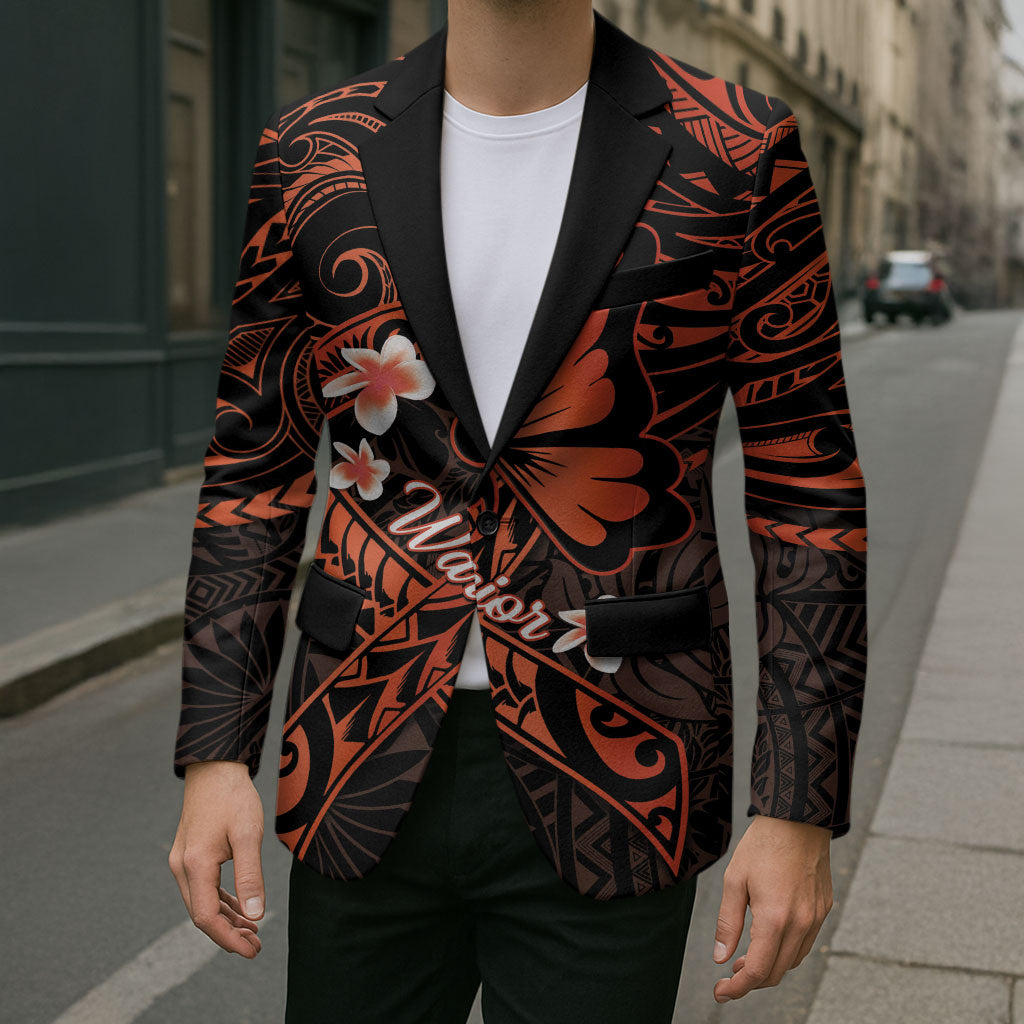 Polynesia Leukemia Awareness Month Blazer Warrior Butterfly Polynesian Orange Ribbon LT14 - Polynesian Pride