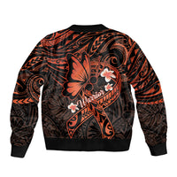 Polynesia Leukemia Awareness Month Bomber Jacket Warrior Butterfly Polynesian Orange Ribbon LT14 - Polynesian Pride