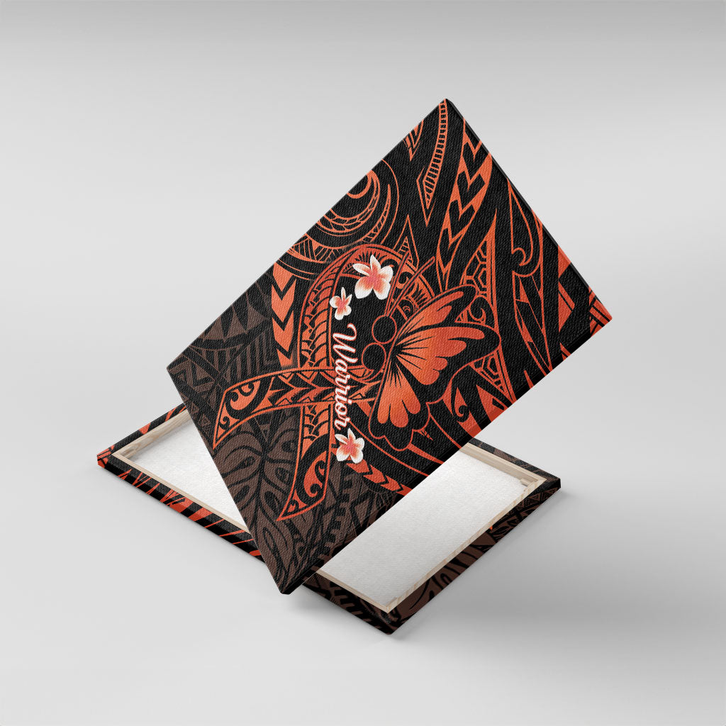 Polynesia Leukemia Awareness Month Canvas Wall Art Warrior Butterfly Polynesian Orange Ribbon LT14 With Frame Orange - Polynesian Pride