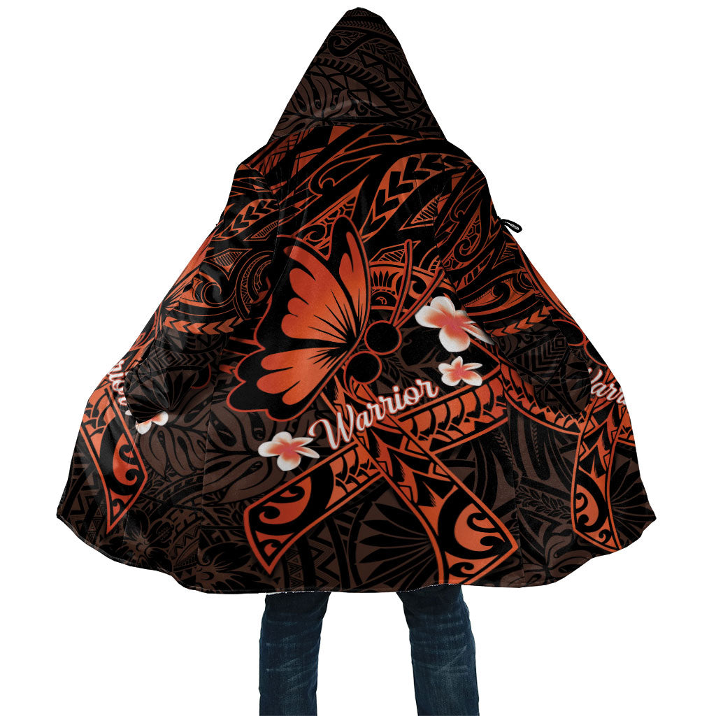 Polynesia Leukemia Awareness Month Cloak Warrior Butterfly Polynesian Orange Ribbon LT14 Unisex Orange - Polynesian Pride