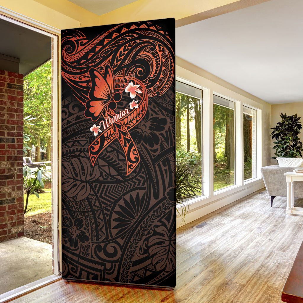 Polynesia Leukemia Awareness Month Door Cover Warrior Butterfly Polynesian Orange Ribbon LT14 - Polynesian Pride