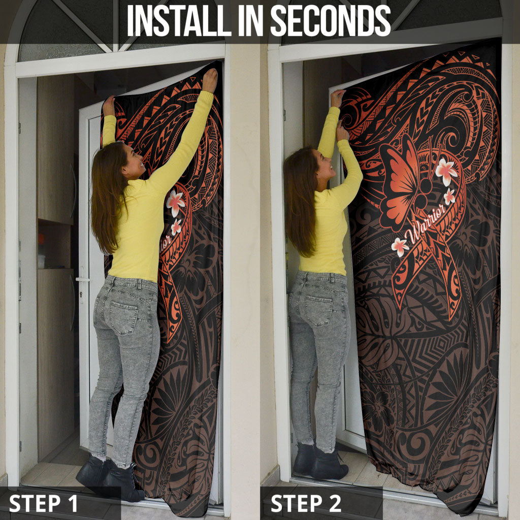 Polynesia Leukemia Awareness Month Door Cover Warrior Butterfly Polynesian Orange Ribbon LT14 - Polynesian Pride