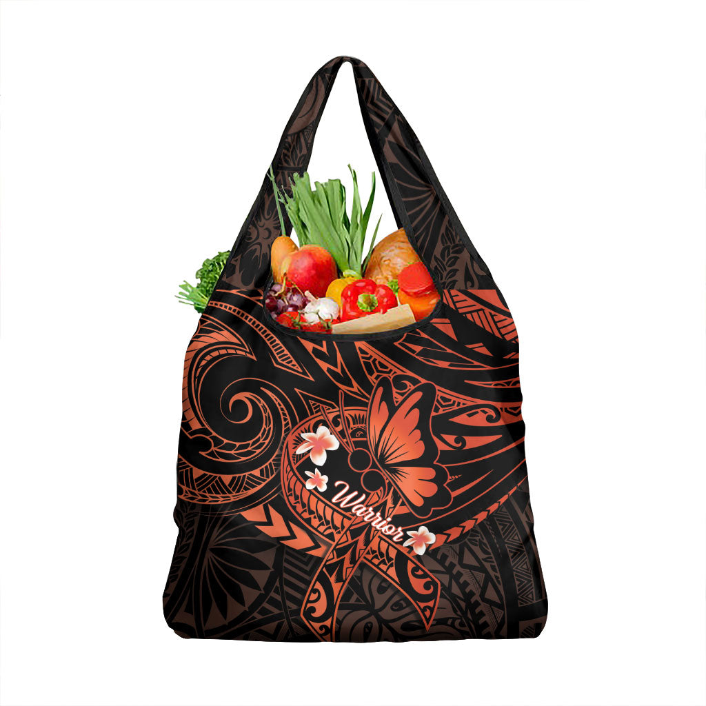 Polynesia Leukemia Awareness Month Grocery Bag Warrior Butterfly Polynesian Orange Ribbon LT14 1-pack One Size Orange - Polynesian Pride