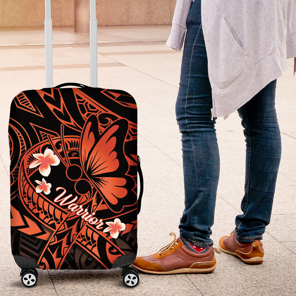 Polynesia Leukemia Awareness Month Luggage Cover Warrior Butterfly Polynesian Orange Ribbon LT14 Orange - Polynesian Pride