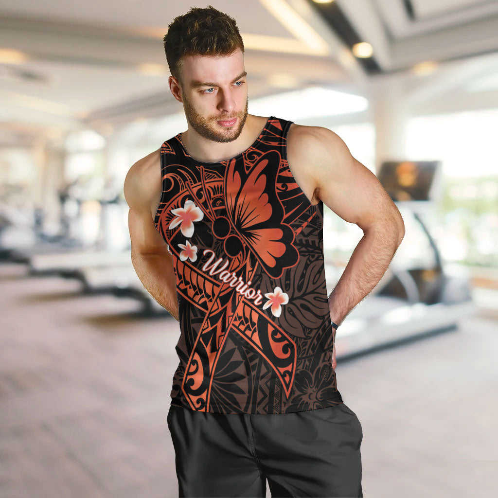Polynesia Leukemia Awareness Month Men Tank Top Warrior Butterfly Polynesian Orange Ribbon LT14 Orange - Polynesian Pride