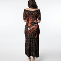 Polynesia Leukemia Awareness Month Puletasi Warrior Butterfly Polynesian Orange Ribbon LT14 - Polynesian Pride