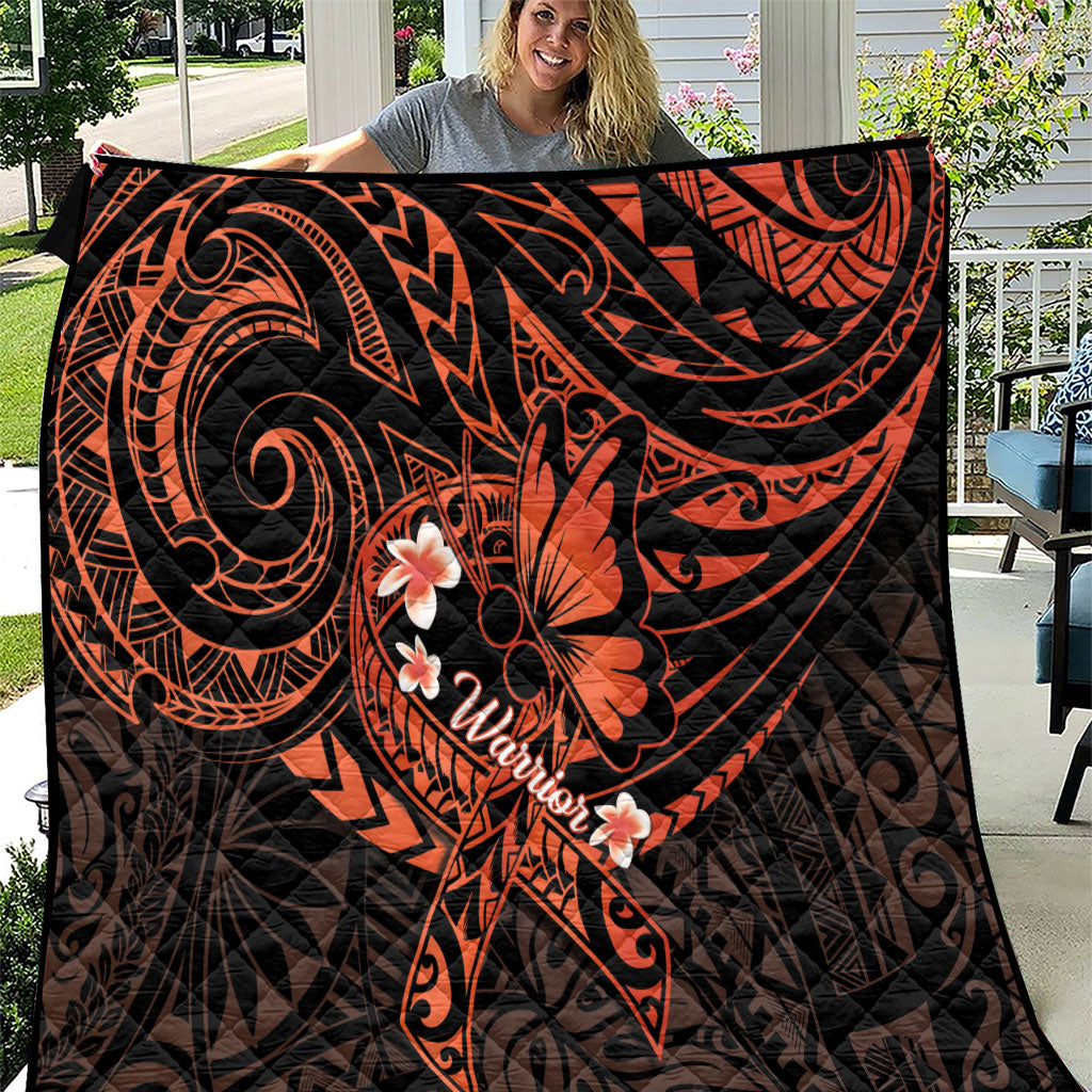 Polynesia Leukemia Awareness Month Quilt Warrior Butterfly Polynesian Orange Ribbon LT14 Orange - Polynesian Pride