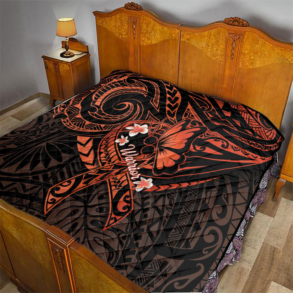 Polynesia Leukemia Awareness Month Quilt Warrior Butterfly Polynesian Orange Ribbon LT14 - Polynesian Pride