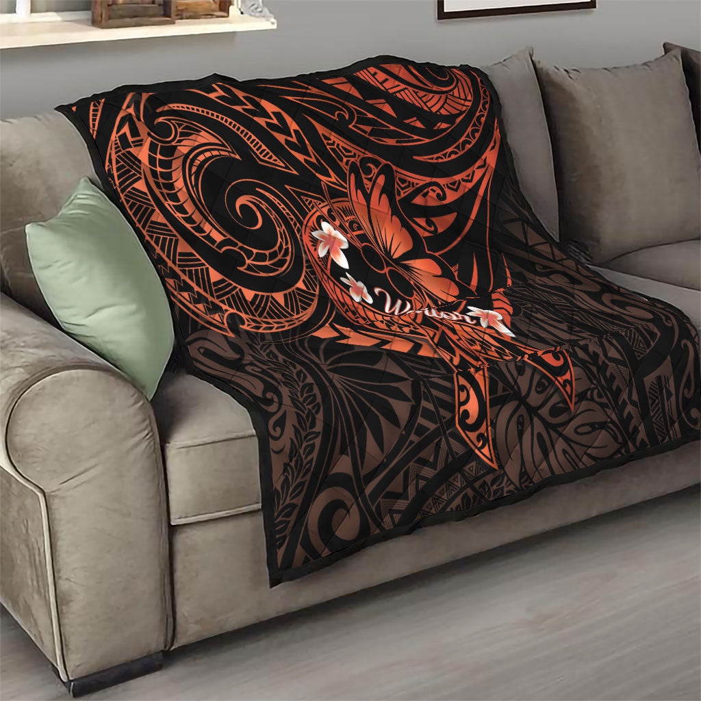 Polynesia Leukemia Awareness Month Quilt Warrior Butterfly Polynesian Orange Ribbon LT14 - Polynesian Pride