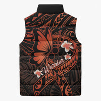 Polynesia Leukemia Awareness Month Sleeveless Puffer Jacket Warrior Butterfly Polynesian Orange Ribbon LT14 - Polynesian Pride