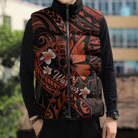 Polynesia Leukemia Awareness Month Sleeveless Puffer Jacket Warrior Butterfly Polynesian Orange Ribbon LT14 - Polynesian Pride