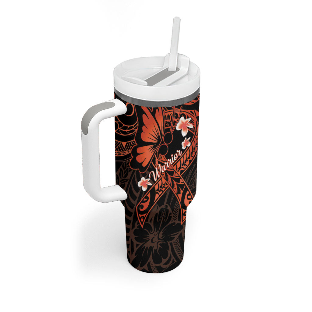 Polynesia Leukemia Awareness Month Tumbler With Handle Warrior Butterfly Polynesian Orange Ribbon LT14 - Polynesian Pride