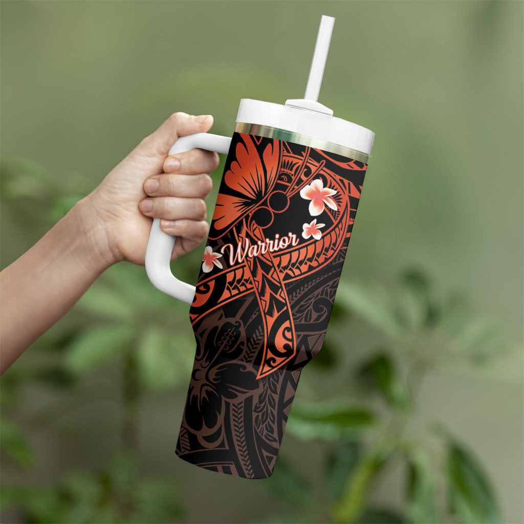 Polynesia Leukemia Awareness Month Tumbler With Handle Warrior Butterfly Polynesian Orange Ribbon LT14 - Polynesian Pride