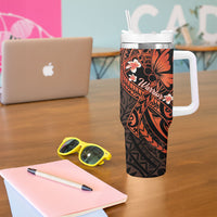 Polynesia Leukemia Awareness Month Tumbler With Handle Warrior Butterfly Polynesian Orange Ribbon LT14 - Polynesian Pride