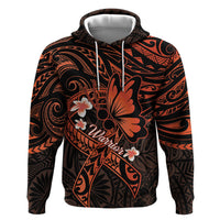 Polynesia Leukemia Awareness Month Zip Hoodie Warrior Butterfly Polynesian Orange Ribbon LT14 Pullover Hoodie Orange - Polynesian Pride