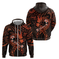 Polynesia Leukemia Awareness Month Zip Hoodie Warrior Butterfly Polynesian Orange Ribbon LT14 - Polynesian Pride