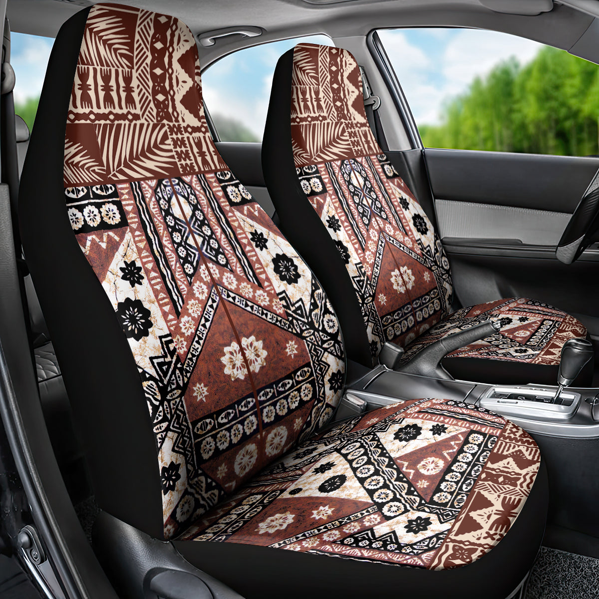 Bula Fiji Car Seat Cover Unique Masi Tapa Pattern LT14 - Polynesian Pride