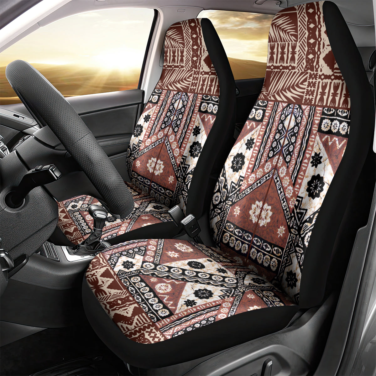Bula Fiji Car Seat Cover Unique Masi Tapa Pattern LT14 - Polynesian Pride