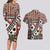 Bula Fiji Couples Matching Long Sleeve Bodycon Dress and Hawaiian Shirt Unique Masi Tapa Pattern LT14 - Polynesian Pride