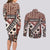 Bula Fiji Couples Matching Long Sleeve Bodycon Dress and Long Sleeve Button Shirt Unique Masi Tapa Pattern LT14 - Polynesian Pride