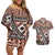 Bula Fiji Couples Matching Off Shoulder Short Dress and Hawaiian Shirt Unique Masi Tapa Pattern LT14 Brown - Polynesian Pride