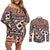 Bula Fiji Couples Matching Off Shoulder Short Dress and Long Sleeve Button Shirt Unique Masi Tapa Pattern LT14 Brown - Polynesian Pride