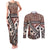 Bula Fiji Couples Matching Tank Maxi Dress and Long Sleeve Button Shirt Unique Masi Tapa Pattern LT14 Brown - Polynesian Pride