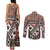 Bula Fiji Couples Matching Tank Maxi Dress and Long Sleeve Button Shirt Unique Masi Tapa Pattern LT14 - Polynesian Pride