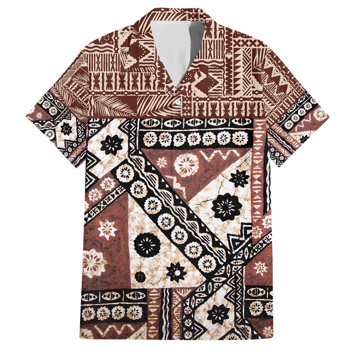 Bula Fiji Hawaiian Shirt - Unique Masi Tapa Pattern LT14 Brown - Polynesian Pride