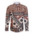 Bula Fiji Long Sleeve Button Shirt Unique Masi Tapa Pattern LT14 Unisex Brown - Polynesian Pride