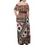 Bula Fiji Off Shoulder Maxi Dress Unique Masi Tapa Pattern LT14 - Polynesian Pride