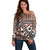 Bula Fiji Off Shoulder Sweater Unique Masi Tapa Pattern LT14 Women Brown - Polynesian Pride