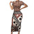 Bula Fiji Short Sleeve Bodycon Dress Unique Masi Tapa Pattern LT14 Long Dress Brown - Polynesian Pride