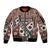 Bula Fiji Sleeve Zip Bomber Jacket Unique Masi Tapa Pattern LT14 Unisex Brown - Polynesian Pride