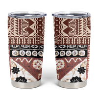 Bula Fiji Tumbler Cup Unique Masi Tapa Pattern LT14 Brown - Polynesian Pride