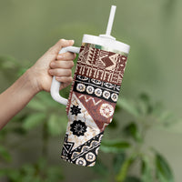 Bula Fiji Tumbler With Handle Unique Masi Tapa Pattern LT14 - Polynesian Pride